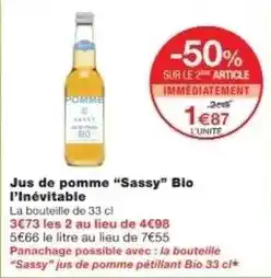 Monoprix Sassy - jus de pomme offre