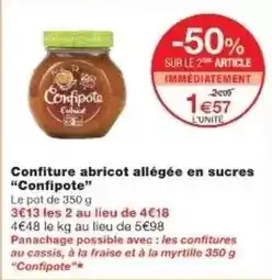 Monoprix Confiture abricot allégée en sucres offre