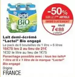 Monoprix Lactel - lait demi-écrémé offre