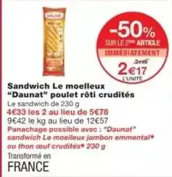 Monoprix Daunat - sandwich le moelleux offre