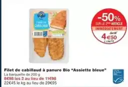 Monoprix Assiette bleue - filet de cabillaud à panure bio assiette bleue offre