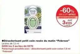 Monoprix Febreze - désodorisant petit coin rosée du gratin febreze offre
