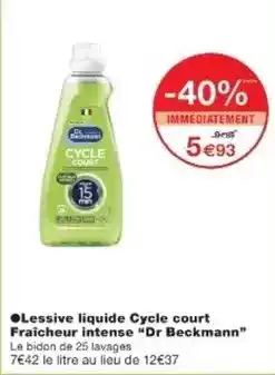 Monoprix Lessive liquide cycle court fraicheur intense offre