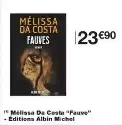 Monoprix Costa - melissa da fauve/editions albin michel offre