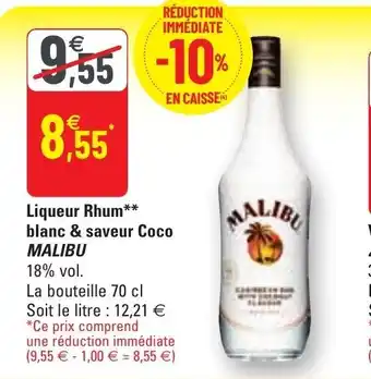 G20 Liqueur rhum blanc & saveur coco malibu offre