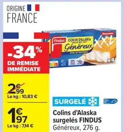 Carrefour FINDUS Colins d'Alaska surgelés offre