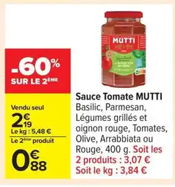 Carrefour MUTTI Sauce Tomate offre