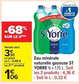 Carrefour ST YORRE Eau minérale naturelle gazeuse offre