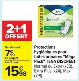Carrefour TENA DISCREET Protections hygiéniques pour fuites urinaires Méga offre
