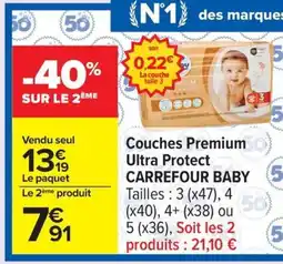 Carrefour CARREFOUR BABY Couches Premium Ultra Protect offre