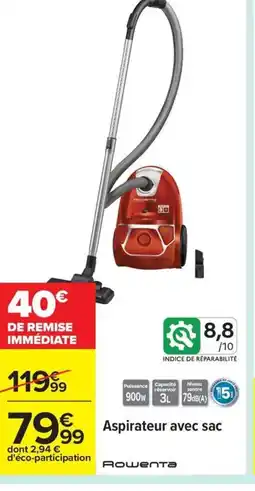 Carrefour ROWENTA Aspirateur avec sac offre