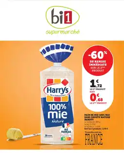 Bi1 HARRYS Pain de mie 100% mie sans croute nature offre