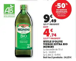 Bi1 MONINI Huile d'olive vierge extra bio offre