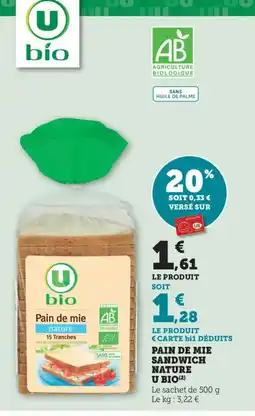 Bi1 Pain de mie sandwich nature u bio offre