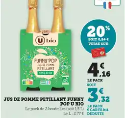 Bi1 Jus de pomme petillant funny pop u bio offre