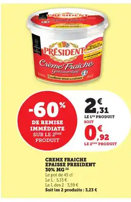 Bi1 PRESIDENT Creme fraiche epaisse offre