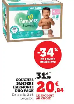Bi1 Couches pampers harmonie duo pack offre