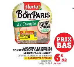 Bi1 HERTA Jambon a l'etouffee conservation sans nitrite le bon paris offre