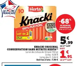 Bi1 HERTA Knacki original conservation sans nitrite offre
