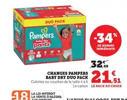 Bi1 Changes pampers baby dry duo pack offre