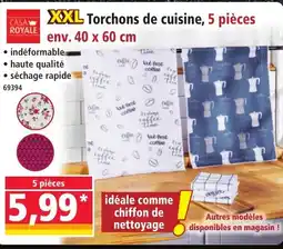 Norma CASA ROYALE XXL Torchons de cuisine, 5 pièces offre