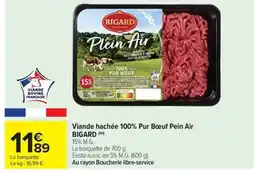 Carrefour Market Viande hachée 100% pur boeuf pein air bigard offre