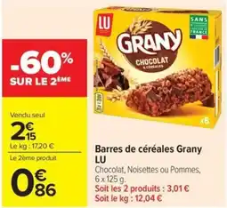 Carrefour Market Barres de céréales grany lu offre