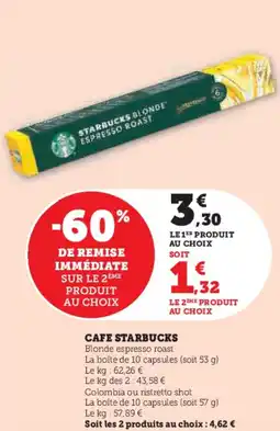 Super U Cafe starbucks offre
