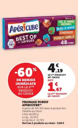 Super U Fromage fondu apericube offre