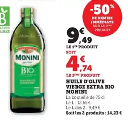 Super U Huile d'olive vierge extra bio monini offre