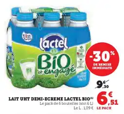 Super U Lait uht demi-ecreme lactel bio offre