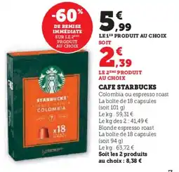 Super U Cafe starbucks offre