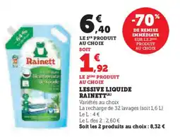 Super U Lessive liquide rainett offre