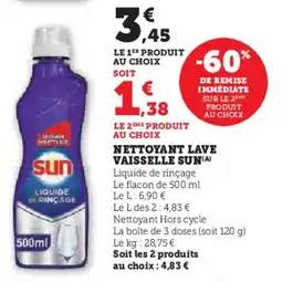 Super U Nettoyant lave vaisselle sun offre