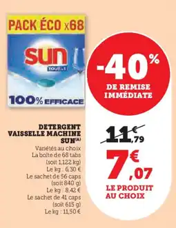 Super U Detergent vaisselle machine sun offre