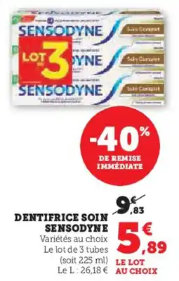 Super U Dentifrice soin sensodyne offre