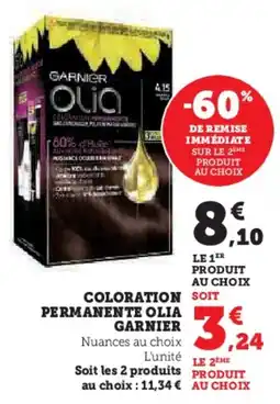 Super U Coloration permanente olia garnier offre