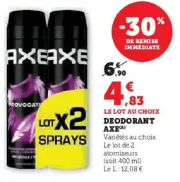 Super U Deodorant axe offre