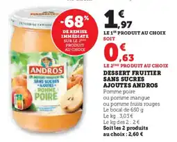 Super U Dessert fruitier sans sucres ajoutes andros offre