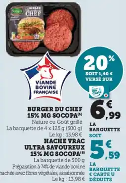 Super U Burger du chef 15% mg socopa offre
