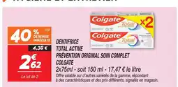 Netto Colgate dentifrice total active prévention original soin complet offre