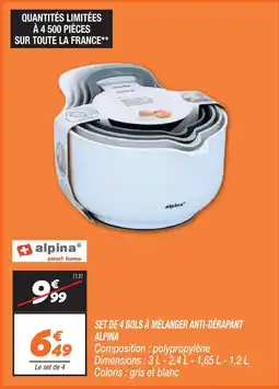 Netto Alpina set de 4 bols à mélanger anti-dérapant offre
