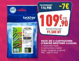 Bureau Vallée Brother pack de 4 cartouches d'encre lc422xl offre