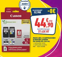 Bureau Vallée Canon pack de 2 cartouches d'encre pg-540l/cl-541xl offre
