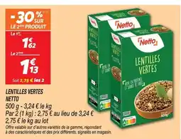 Netto Netto lentilles vertes offre