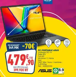 Bureau Vallée Asus pc portable vivobook go 15 offre