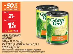 Netto Géant vert cœurs d'artichauts offre