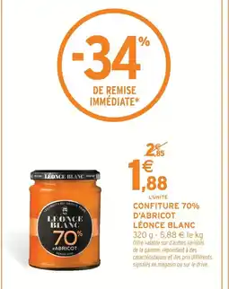 Intermarché Léonce blanc confiture 70% d'abricot offre