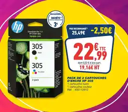 Bureau Vallée Hp pack de 2 cartouches d'encre 305 offre
