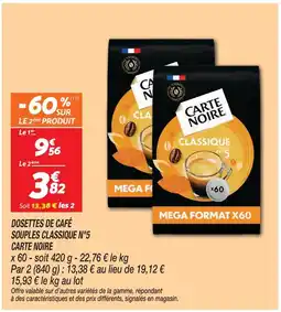 Netto Carte noire dosettes de café souples classique n°5 offre